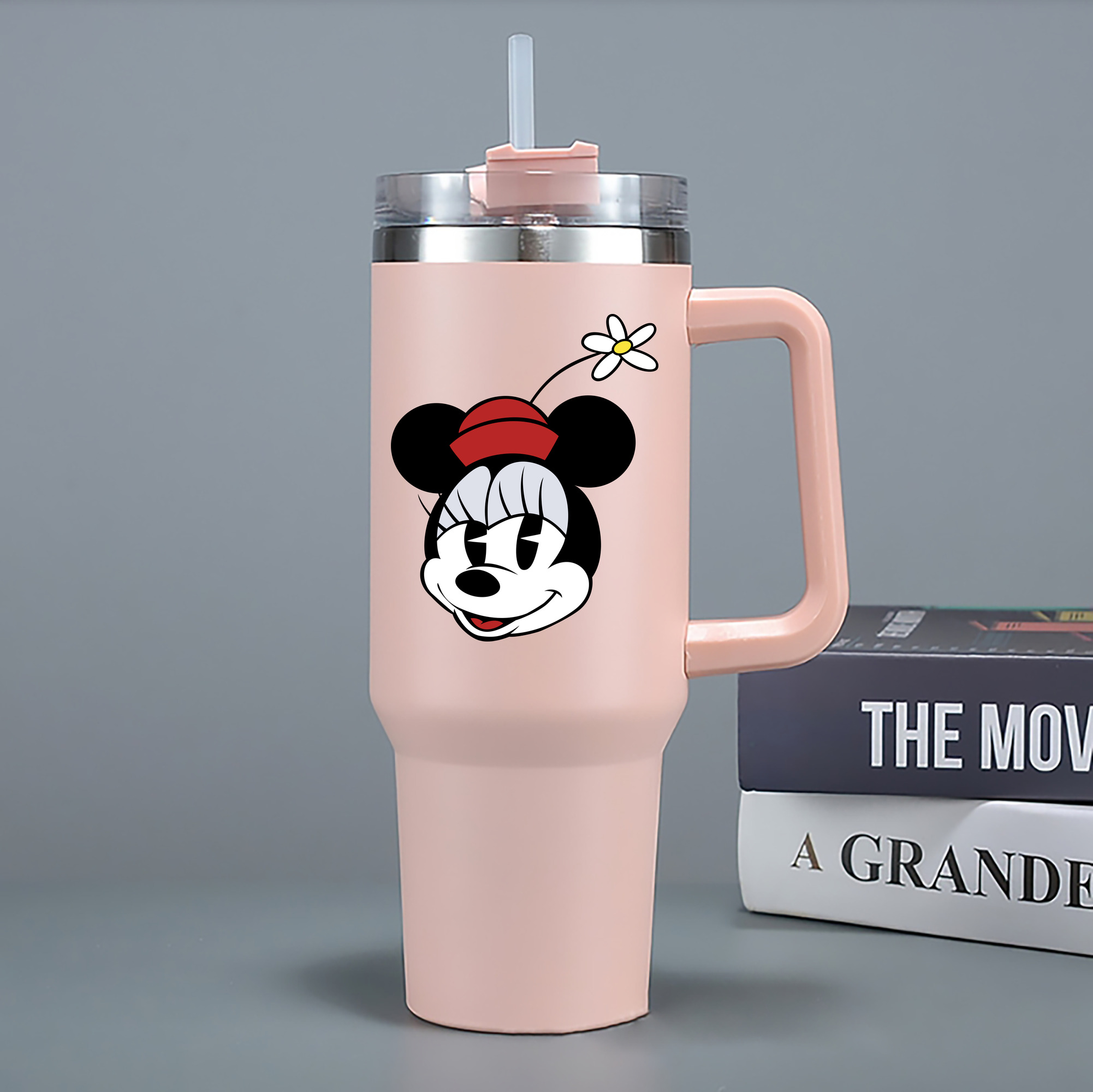 （画像用） ミッキーマウス Mickey Mouse 1200mL車用タンブラー - クリスタルステッカー（プラスチックストロー付き）